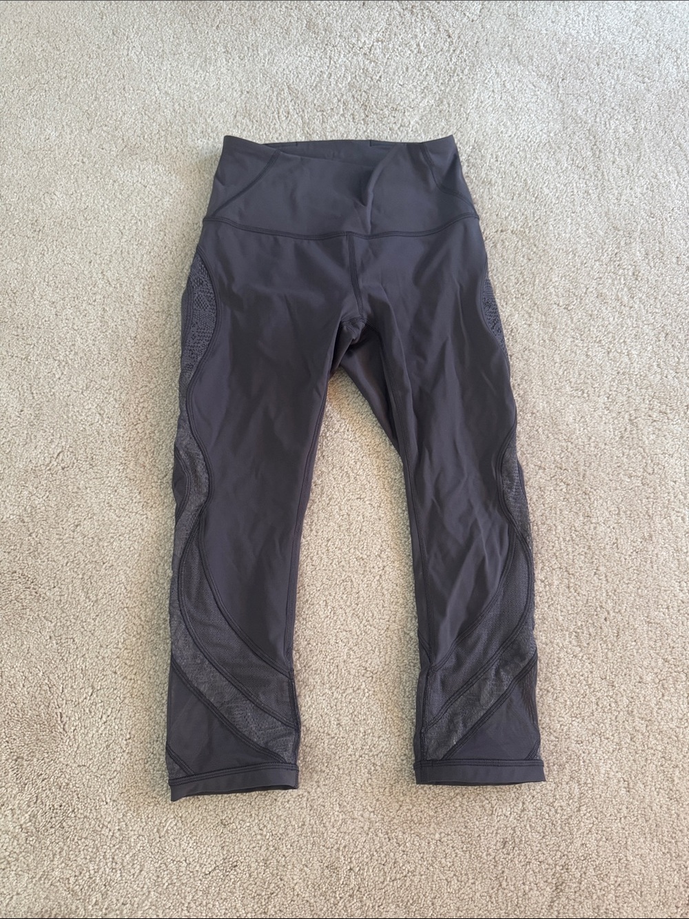 lululemon athletica Dark Gray Mesh-Panel Cropped Leggings